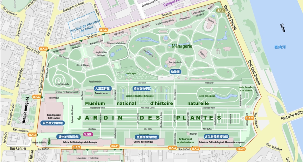 Jd_plantes_12a 巴黎植物園區內個博物館的位置圖