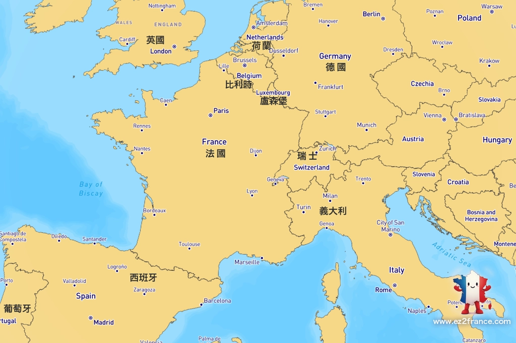 法國地圖與鄰國