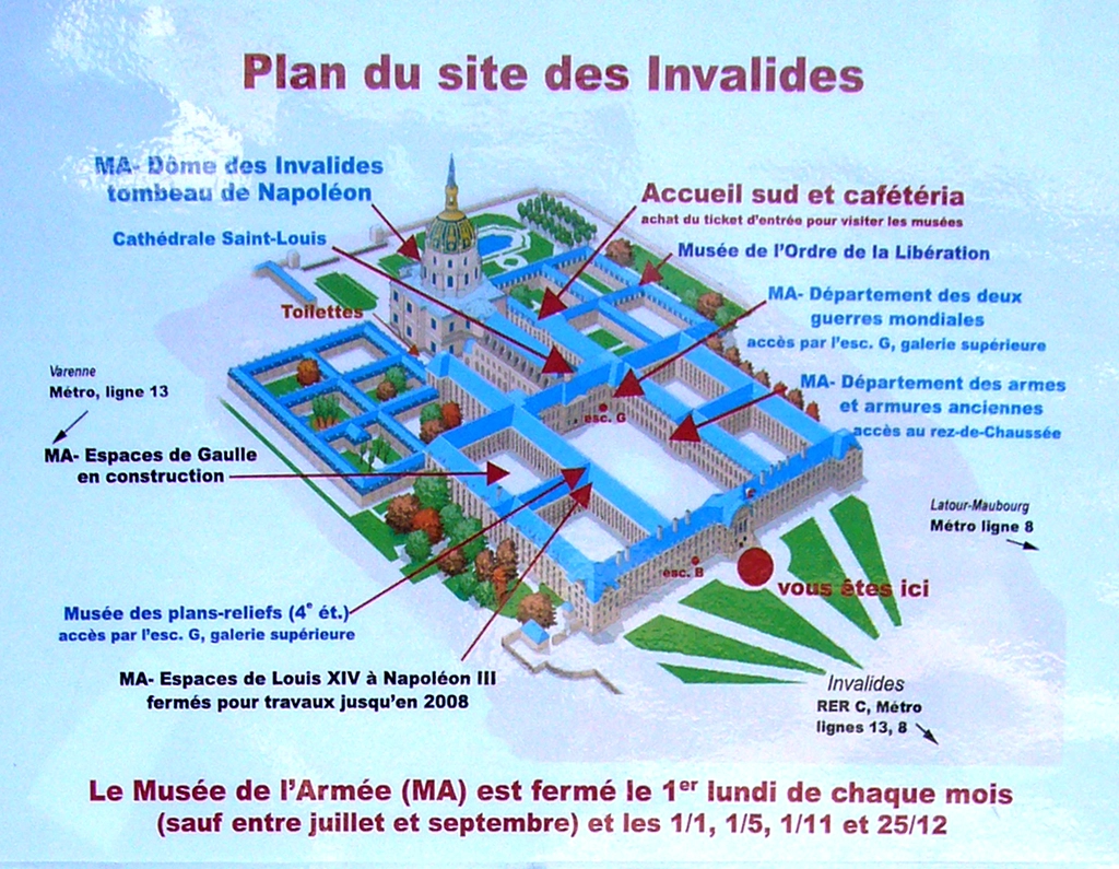 les-invalides-paris-map03 傷兵院佔地頗大,入口也有兩個
