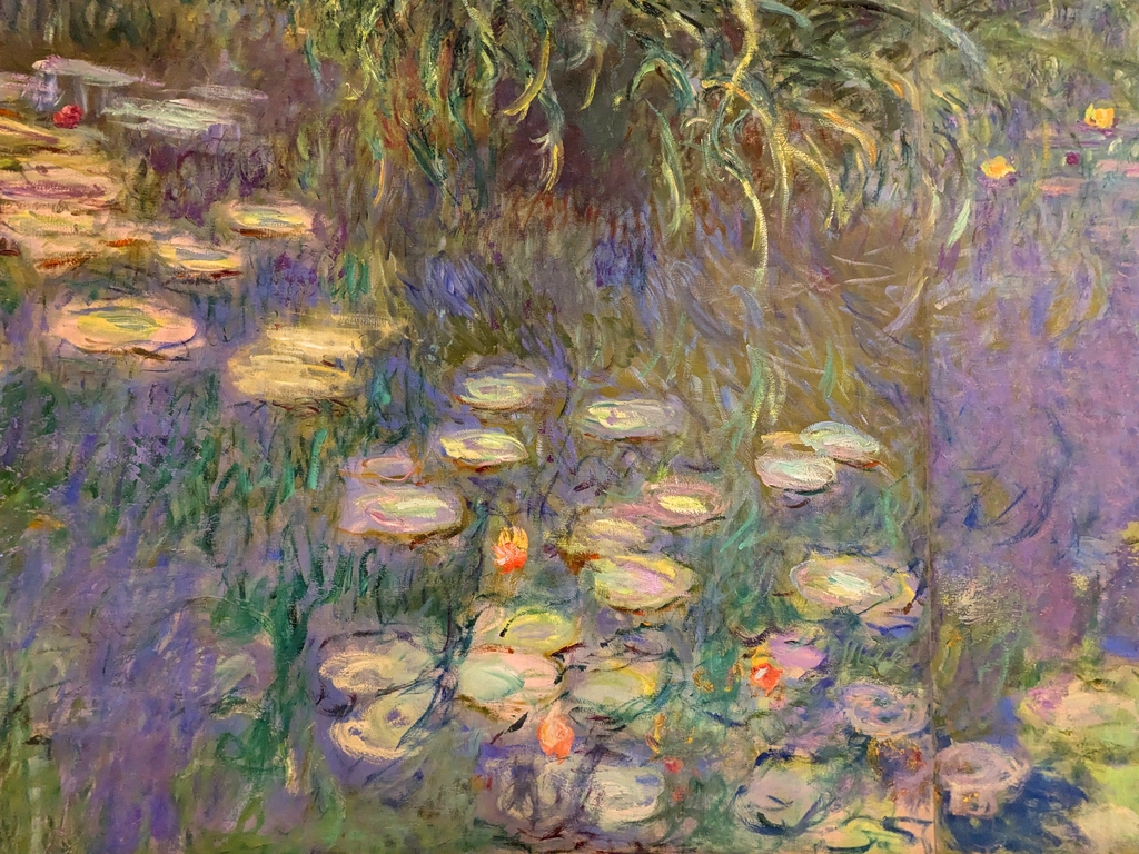 橘園美術館 (Musée de l'Orangerie) 的莫內「睡蓮」作品局部