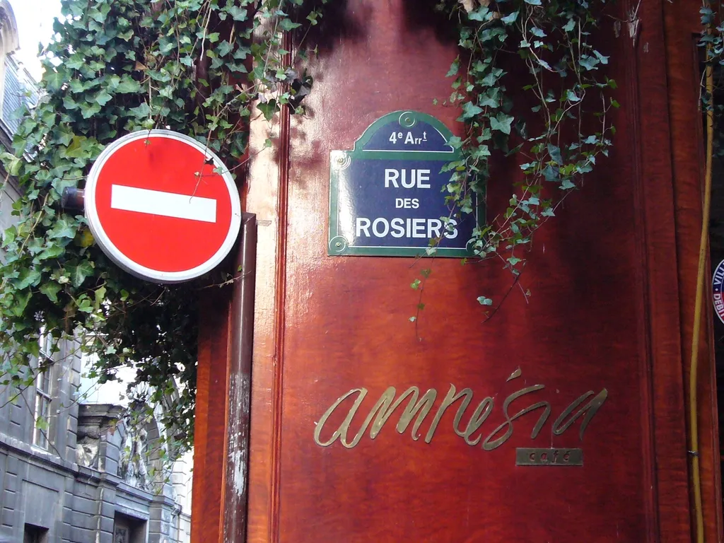 巴黎瑪黑區的 Rue des Rosiers 路牌
